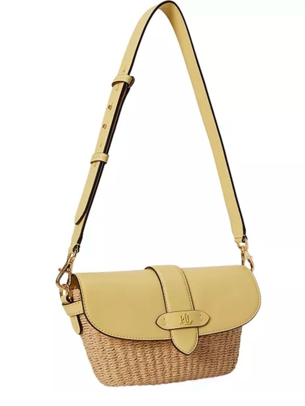 NWT Lauren Ralph Lauren
Lynden Small Straw-Leather Shoulder Bag